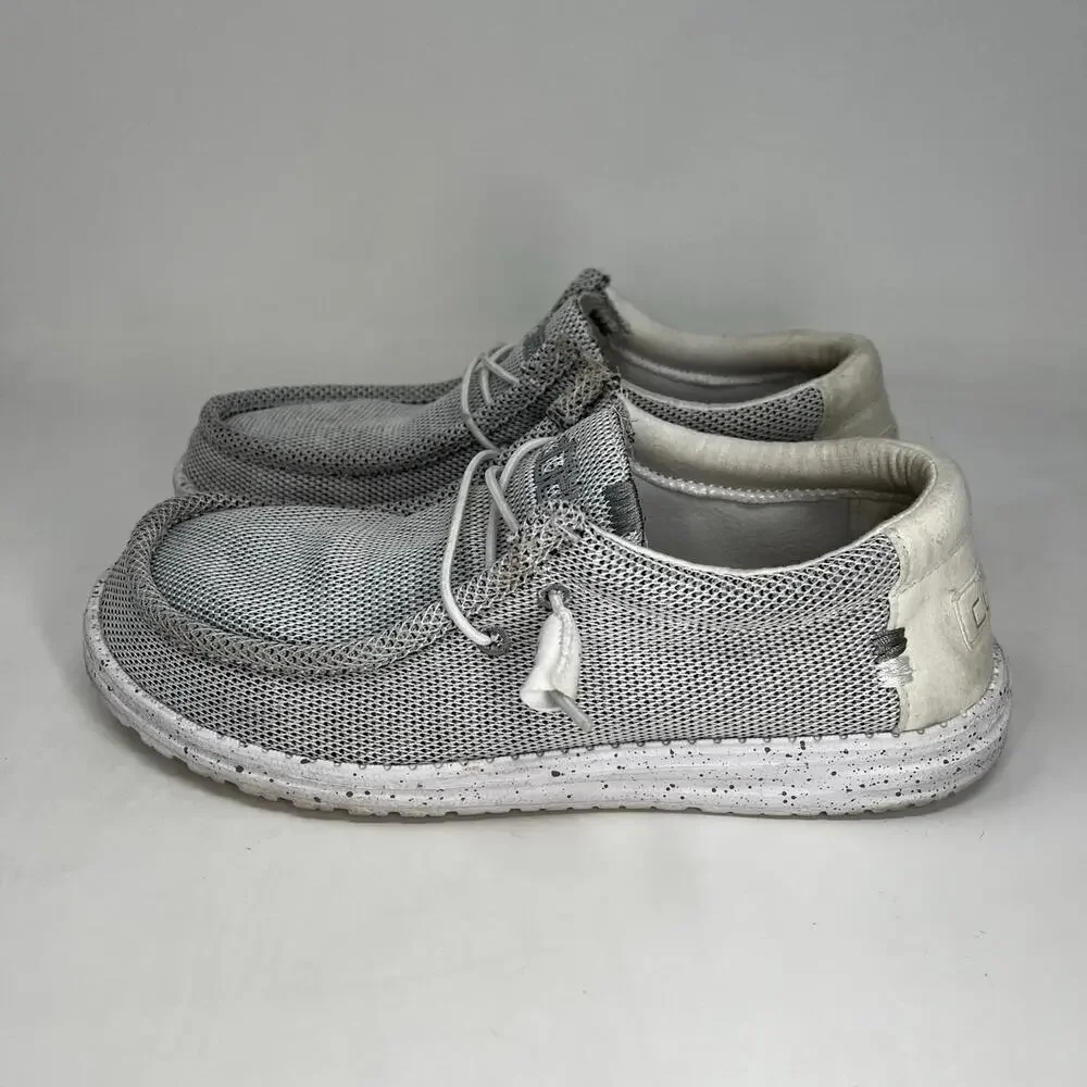Hey Dude Wally Sox Stone White Slip On Shoes Mens Size 8